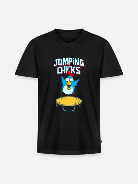 Jumping Chick Trampoline Humor - Men's Premium Organic T-shirt with V-neck - black
