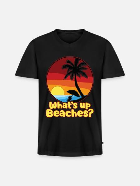 WHATS UP BEACHES - Men's Premium Organic T-shirt with V-neck - black