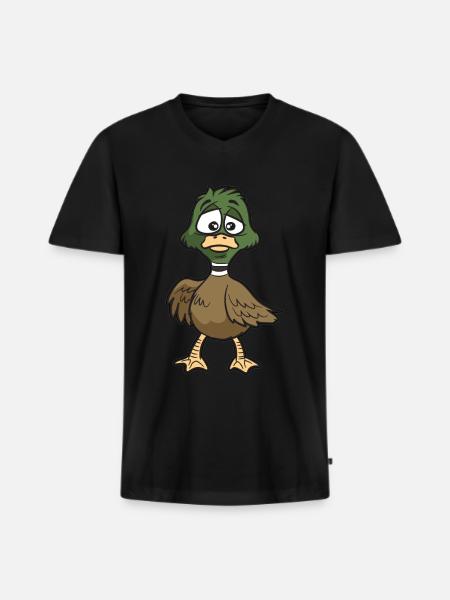 de canard doux - T-shirt encolure en V Premium bio Homme - noir