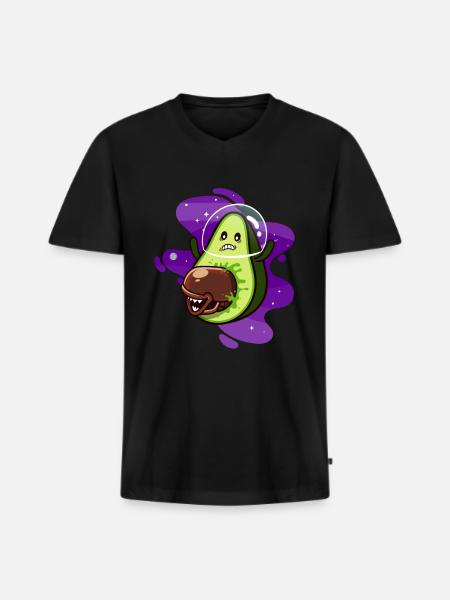 ALIEN AVOCADO Astronaut - Männer Premium Bio T-Shirt mit V-Ausschnitt - Schwarz