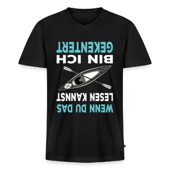 lustiger Kajak Spruch Wassersport paddeln Kanu - Männer Premium Bio T-Shirt mit V-Ausschnitt - Schwarz - Vorne - Nico (187cm)