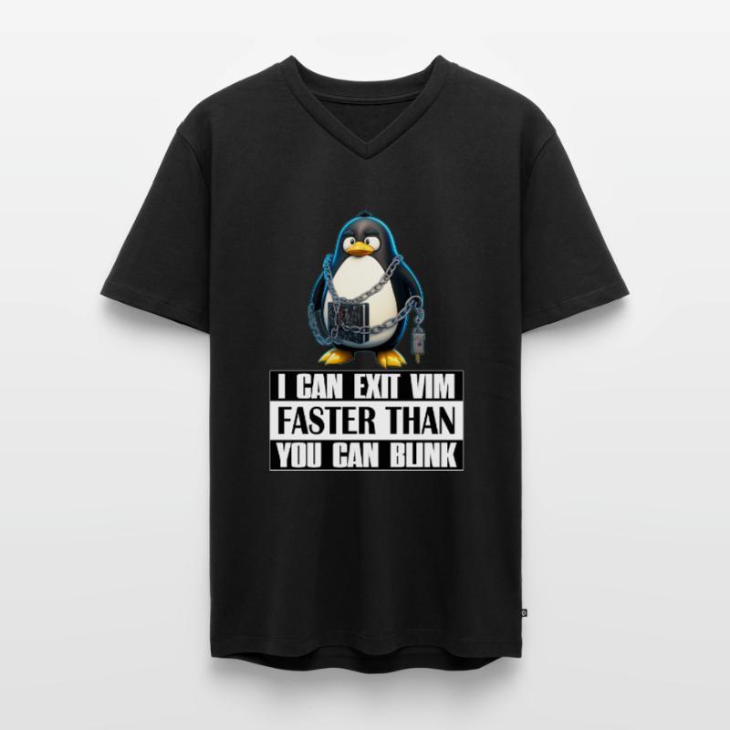 I Can Exit VIM Faster Than You Can Blink Linux Fun Männer Premium Bio T-Shirt mit V-Ausschnitt