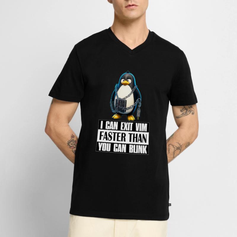I Can Exit VIM Faster Than You Can Blink Linux Fun Männer Premium Bio T-Shirt mit V-Ausschnitt