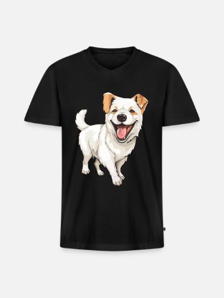Rire chien mignon - T-shirt encolure en V Premium bio Homme - noir