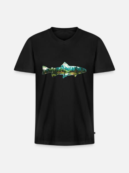 Fly fishing for trout: retro love for the - Men's Premium Organic T-shirt with V-neck - black