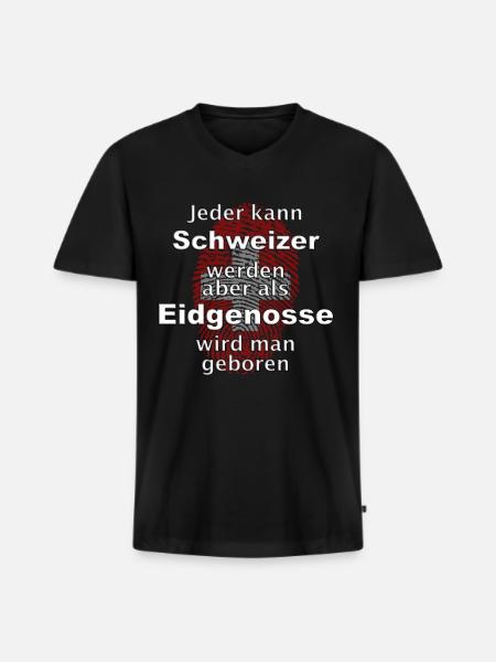 Ein richtiger Schweizer - Männer Premium Bio T-Shirt mit V-Ausschnitt - Schwarz