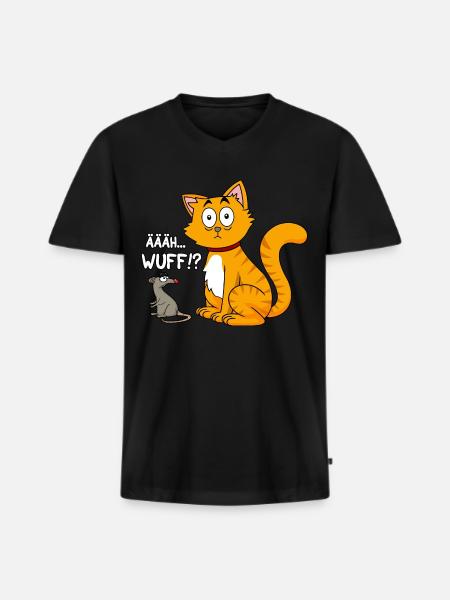 Ääh wuff - Männer Premium Bio T-Shirt mit V-Ausschnitt - Schwarz