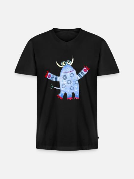 Cute Monsters - Men's Premium Organic T-shirt with V-neck - black