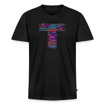 Taylor word cloud letter T gift for Taylor - Men's Premium Organic T-shirt with V-neck - black - Front - Nico (187cm)
