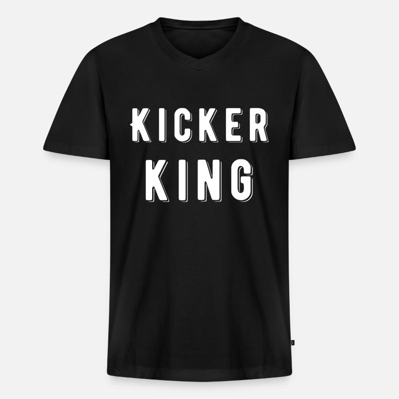 Tischkicker King - Männer Premium Bio T-Shirt mit V-Ausschnitt - Schwarz