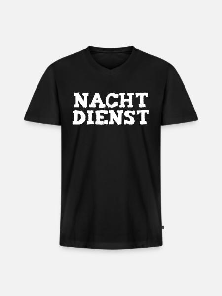 nachtdienst - Männer Premium Bio T-Shirt mit V-Ausschnitt - Schwarz