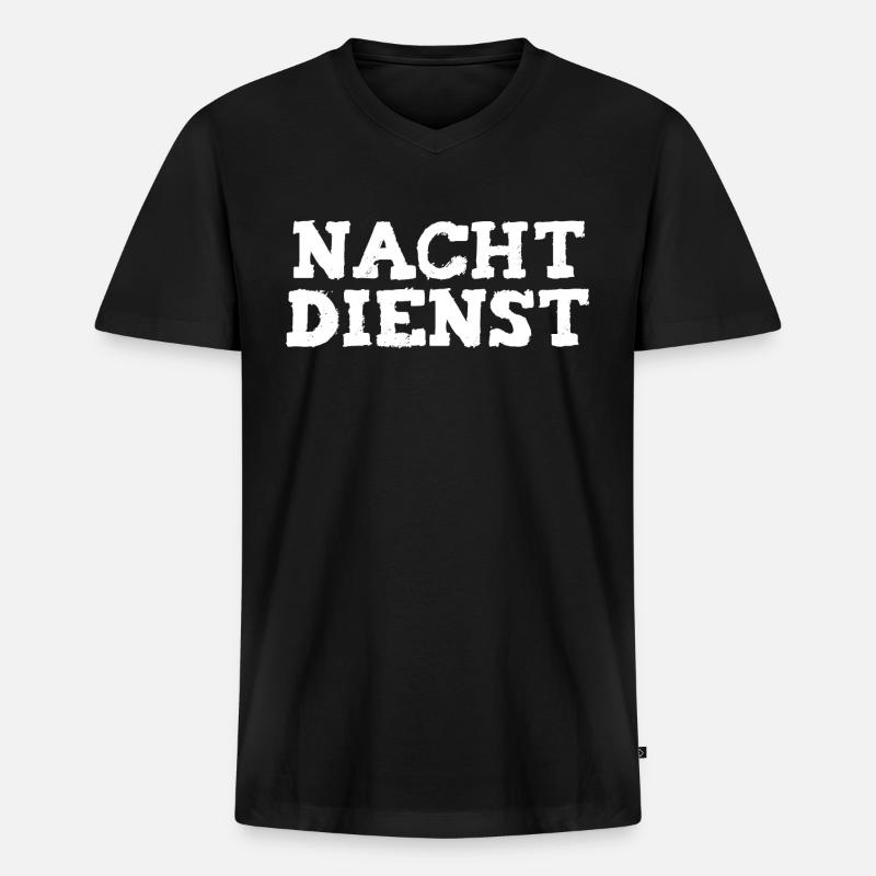 nachtdienst - Männer Premium Bio T-Shirt mit V-Ausschnitt - Schwarz