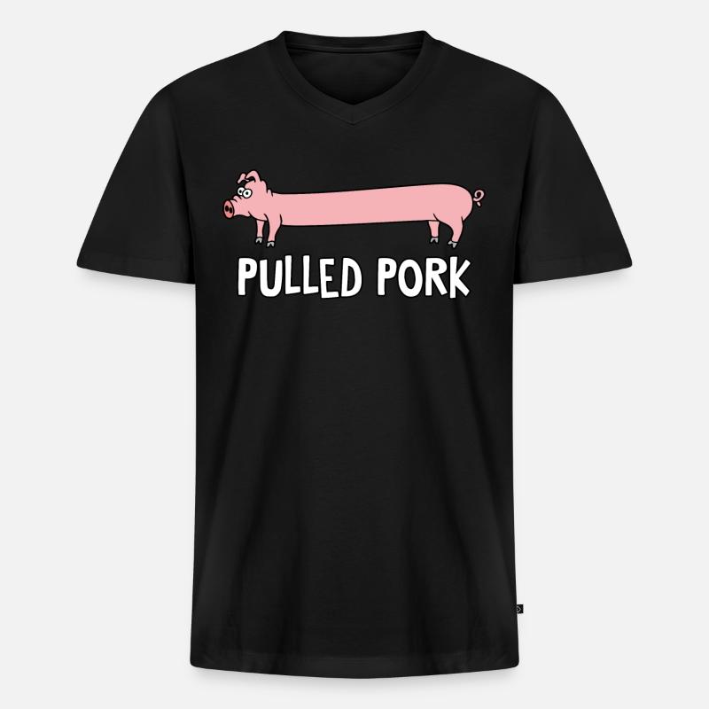 Pulled Pork - Männer Premium Bio T-Shirt mit V-Ausschnitt - Schwarz