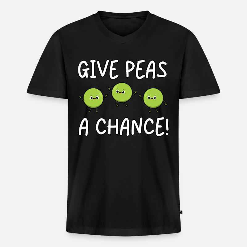 Give Peas a Chance - Männer Premium Bio T-Shirt mit V-Ausschnitt - Schwarz
