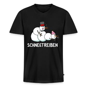Schneetreiben - Männer Premium Bio T-Shirt mit V-Ausschnitt - Schwarz - Vorne - Nico (187cm)