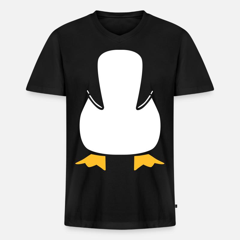 pinguin - Männer Premium Bio T-Shirt mit V-Ausschnitt - Schwarz