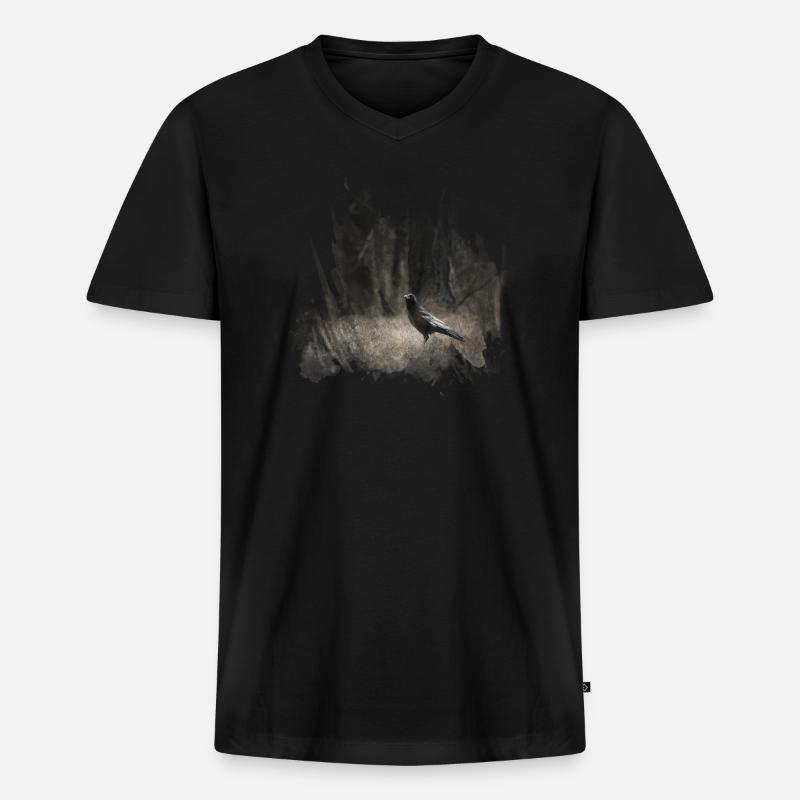 Black Crows Dark Forest - Männer Premium Bio T-Shirt mit V-Ausschnitt - Schwarz