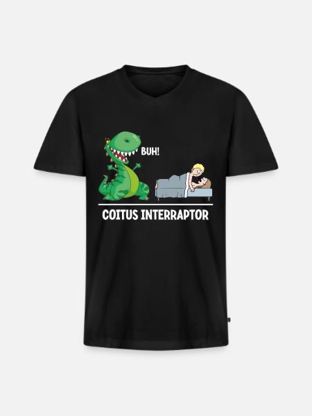 Coitus Interraptor - Männer Premium Bio T-Shirt mit V-Ausschnitt - Schwarz