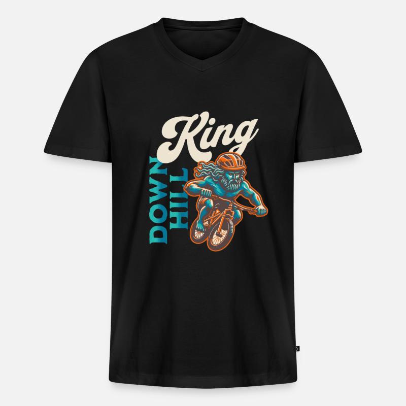 Downhill King - Männer Premium Bio T-Shirt mit V-Ausschnitt - Schwarz