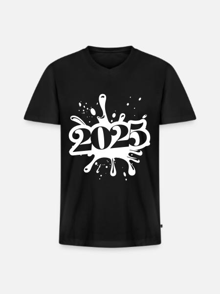 2025 blobs - Men's Premium Organic T-shirt with V-neck - black