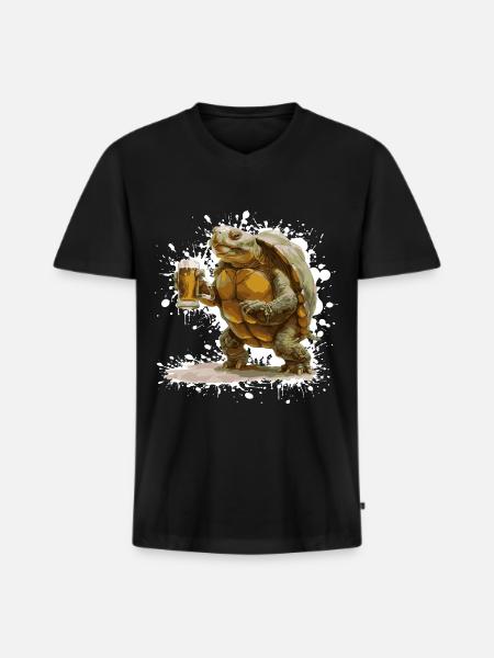 Turtle Beer Funny - Men's Premium Organic T-shirt with V-neck - black