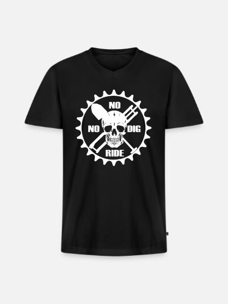 Trail Builder MTB NO DIG NO RIDE Skull - Men's Premium Organic T-shirt with V-neck - black