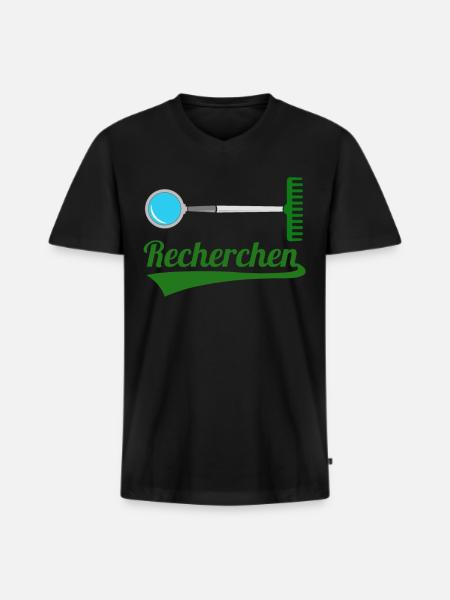 Recherchen Wortwitz - Männer Premium Bio T-Shirt mit V-Ausschnitt - Schwarz