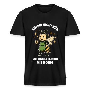 Bienen Imker Ich Bin Nicht Süß Honig Spruch - Männer Premium Bio T-Shirt mit V-Ausschnitt - Schwarz - Vorne - Nico (187cm)