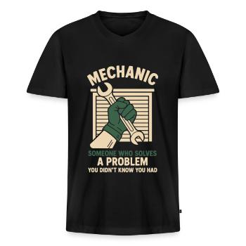 Mécanicien Résolution de problèmes Garage Drôle de dicton - T-shirt encolure en V Premium bio Homme - noir - Devant - Nico (187cm)