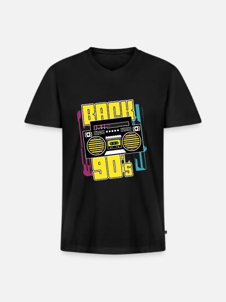 Retro 90s - Men's Premium Organic T-shirt with V-neck - black