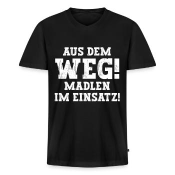 Madlen Lustiger Spruch Vorname Name Madlen - Männer Premium Bio T-Shirt mit V-Ausschnitt - Schwarz - Vorne - Nico (187cm)