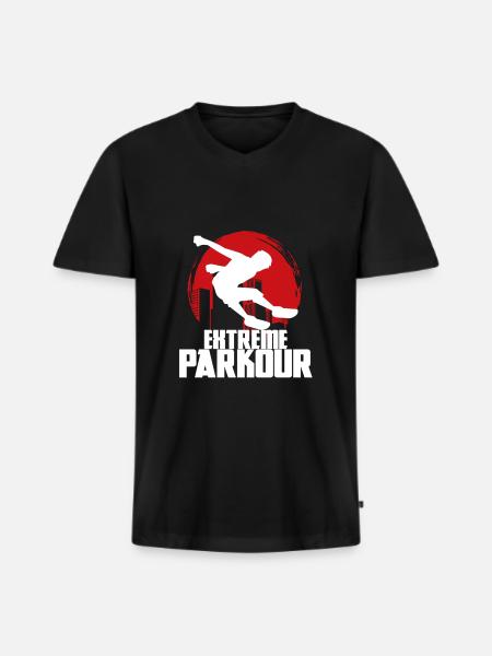 Extreme Parkour - Männer Premium Bio T-Shirt mit V-Ausschnitt - Schwarz