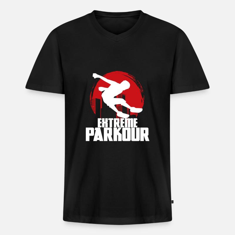 Extreme Parkour - Männer Premium Bio T-Shirt mit V-Ausschnitt - Schwarz