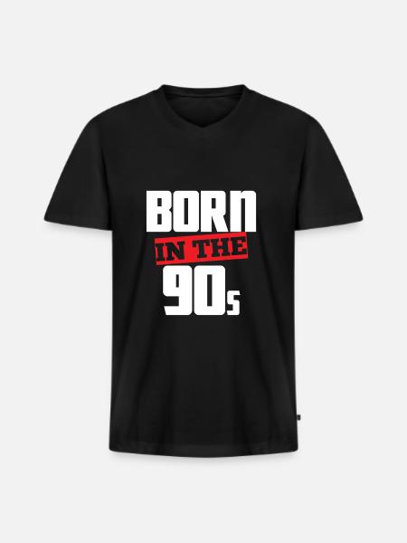 90s - Men's Premium Organic T-shirt with V-neck - black