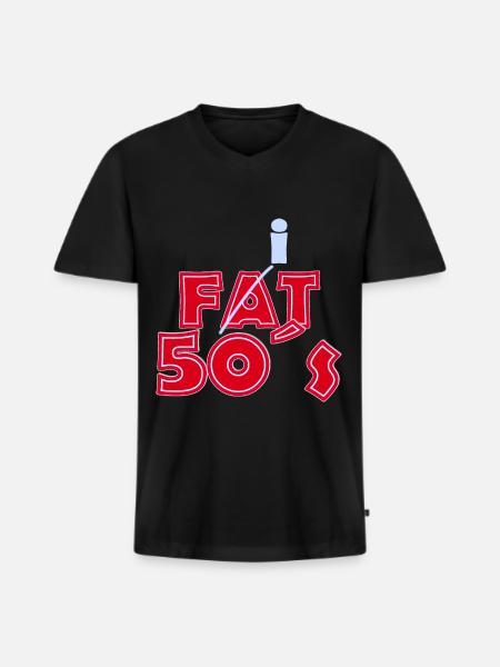 Fat 50S Red LightBlue - Men's Premium Organic T-shirt with V-neck - black