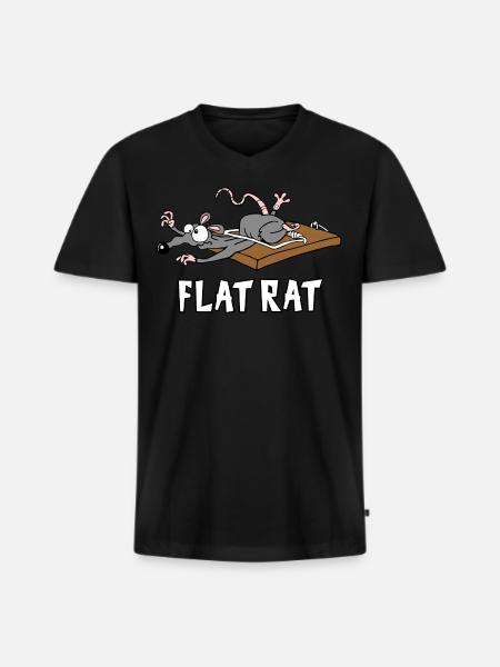 Flat Rat - Männer Premium Bio T-Shirt mit V-Ausschnitt - Schwarz