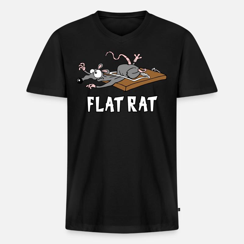 Flat Rat - Männer Premium Bio T-Shirt mit V-Ausschnitt - Schwarz