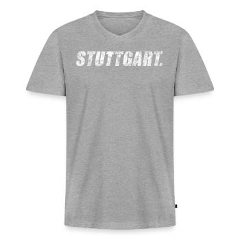 Stuttgart - Men's Premium Organic T-shirt with V-neck - heather grey - Front