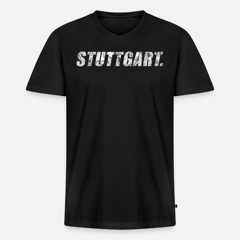 Stuttgart - Männer Premium Bio T-Shirt mit V-Ausschnitt - Schwarz