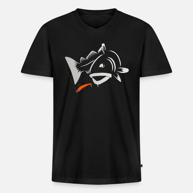 Dorschangeln - Männer Premium Bio T-Shirt mit V-Ausschnitt - Schwarz