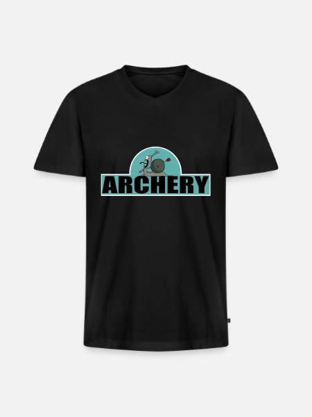 Bueskydning Archer Tegneserie Sjove Billeder - Premium økologisk T-shirt med V-hals til mænd - sort