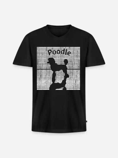 Poodle black white - Men's Premium Organic T-shirt with V-neck - black