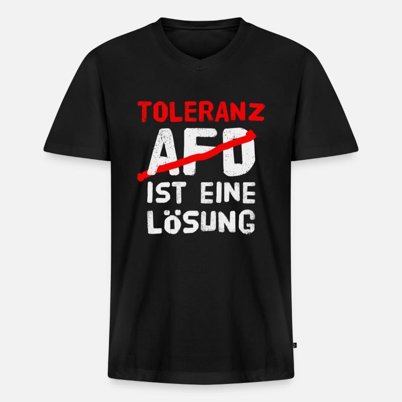 gegen AfD - Männer Premium Bio T-Shirt mit V-Ausschnitt - Schwarz