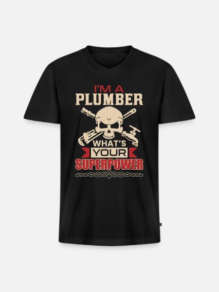 plumber - Men's Premium Organic T-shirt with V-neck - black