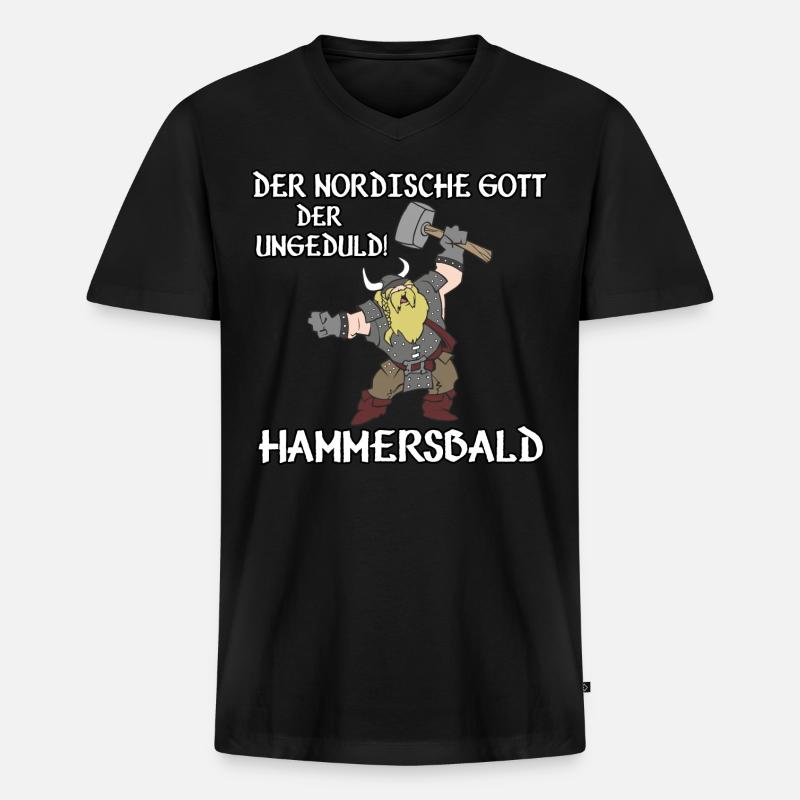 Hammersbald - Männer Premium Bio T-Shirt mit V-Ausschnitt - Schwarz
