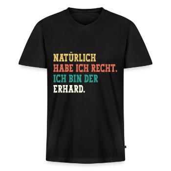 Erhard Lustiger Spruch Vorname Name Erhard - Männer Premium Bio T-Shirt mit V-Ausschnitt - Schwarz - Vorne - Nico (187cm)