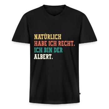 Albert Lustiger Spruch Vorname Name Albert - Männer Premium Bio T-Shirt mit V-Ausschnitt - Schwarz - Vorne - Nico (187cm)