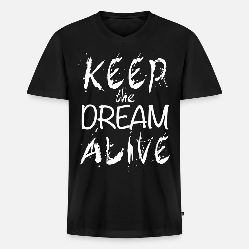129 Keep the Dream Alive - Männer Premium Bio T-Shirt mit V-Ausschnitt - Schwarz