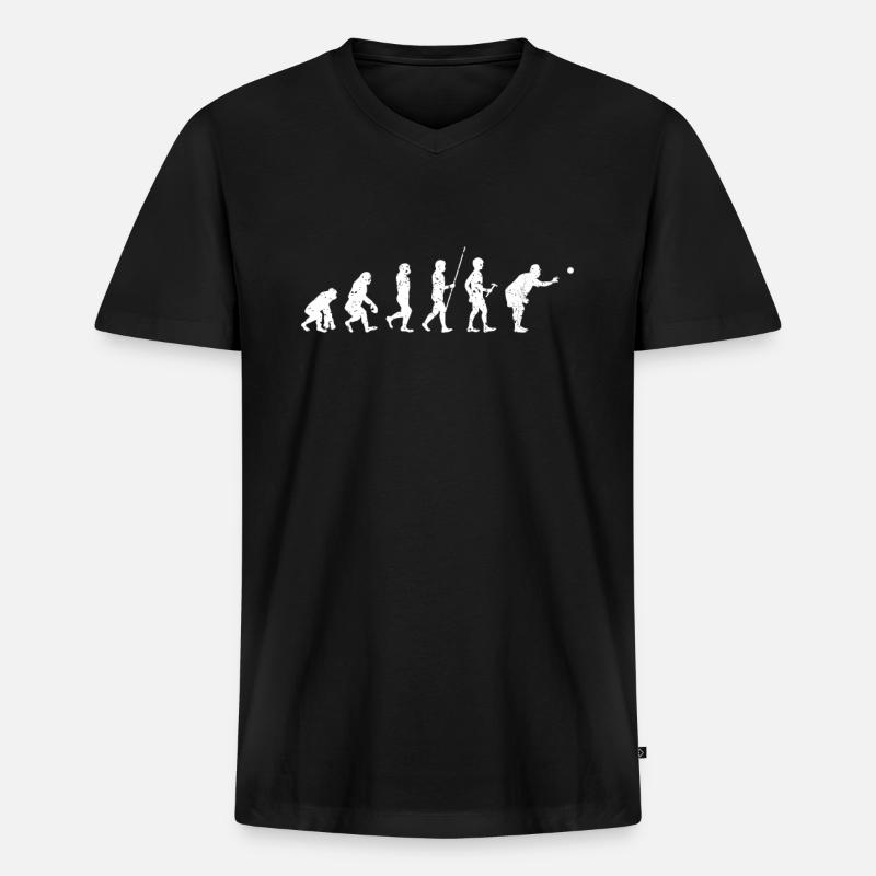Boule Petanque Boccia Evolution - Männer Premium Bio T-Shirt mit V-Ausschnitt - Schwarz
