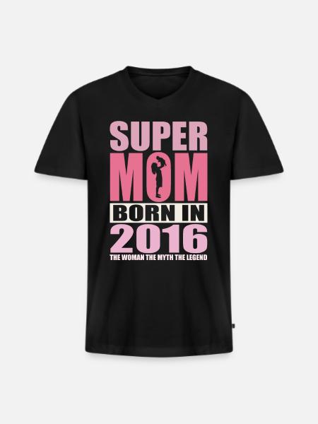 Mom's Birthday 2016 | Super Mom - Men's Premium Organic T-shirt with V-neck - black